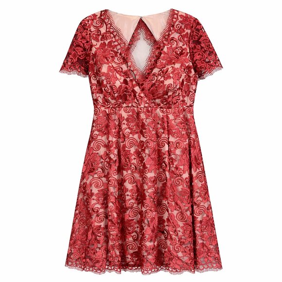 BHLDN Dresses & Skirts - Burgundy Lace Dress 12 NWT Wedding Guest Cocktail Romantic Midi